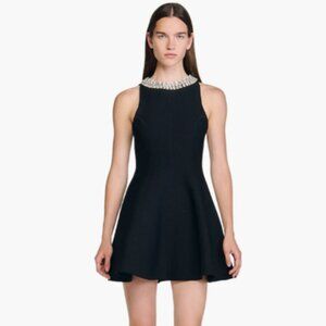 SANDRO Sleeveless short dress in textured double knit